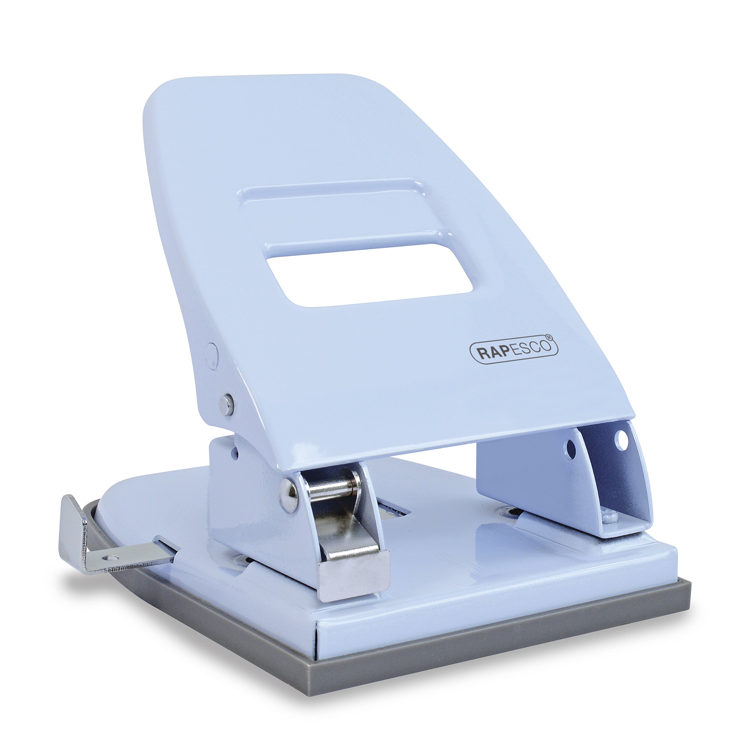 Rapesco 1387 Retro Heavy Duty 2-Hole Punch, 35 Sheet Capacity, Powder Blue