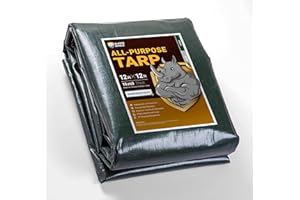 GUARD SHIELD Super Heavy Duty Green/Silver Poly Tarp Cover 12x12 Feet Waterproof 16mil Thick UV and Tear Resistant Tarpaulin with Grommets and Reinforced Edges
