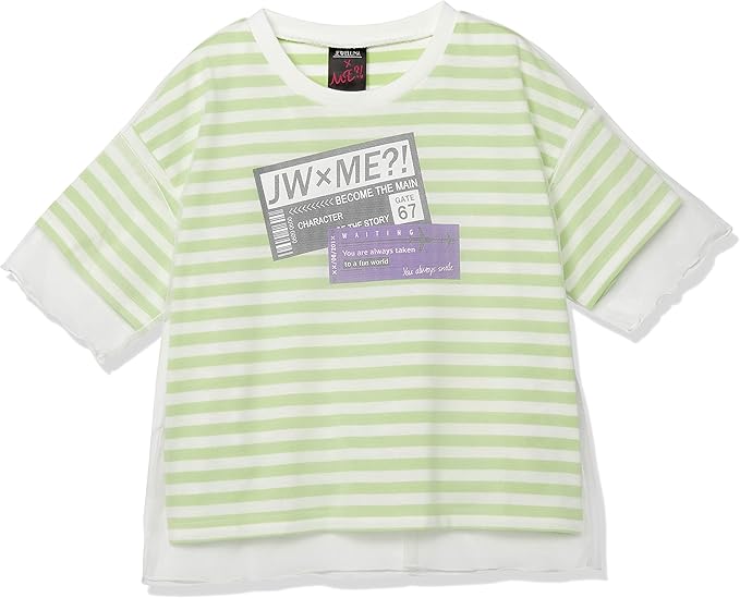 Amazon ジュエルナバイミー チュール ボーダー2枚重ね半袖tシャツ 女の子 中学生 小学生 かわいい おしゃれ Tシャツ カットソー 通販