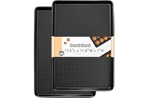2-Pack Commercial & Home Baking Sheet Pans - Heavy Duty Nonstick Carbon Steel Cookie Trays, Warp-Resistant Oven Pans for Baki
