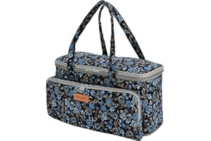 Hanfetch Yarn Bag-Large Size-Yarn Storage Organizer with Grommets-Portable Crochet Bag for Yarn Skeins-Crochet Hooks-Knitting Needles -Other Accessories (Paisley-Purple)