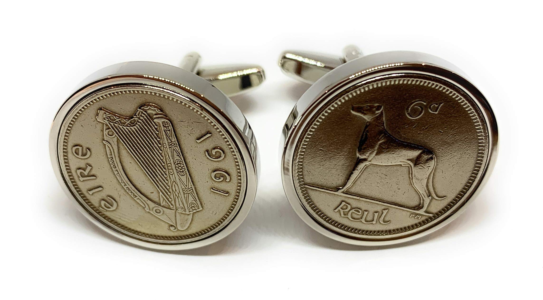 1961 Original Irish 6d Sixpence birthday/Anniversary Cufflinks ideal for a 65th birthday