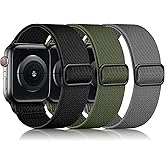 DaQin 3 Pack Stretchy Solo Loop Compatible with Apple Watch Bands for Men 42mm 41mm 40mm 38mm, Soft Nylon Braided Elastic Strap for iWatch Band Series 11 10 9 8 7 6 5 4 3 SE Ultra 3 Ultra 2 Ultra