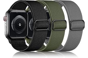 DaQin 3 Pack Stretchy Solo Loop Compatible with Apple Watch Bands for Men 49mm 46mm 45mm 44mm 42mm, Soft Nylon Braided Elastic Strap for iWatch Band Series 11 10 9 8 7 6 5 4 3 SE Ultra 3 Ultra 2 Ultra