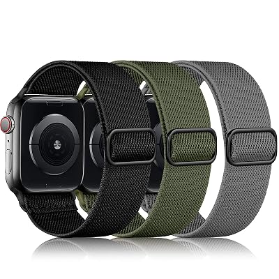 DaQin 3 Pack Stretchy Solo Loop Compatible with Apple Watch Bands for Men 42mm 41mm 40mm 38mm, Soft Nylon Braided Elastic Strap for iWatch Band Series 11 10 9 8 7 6 5 4 3 SE Ultra 3 Ultra 2 Ultra