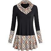Miusey Women's Long Sleeve Cowl Neck Form Fitting Casual Tunic Top Blouse