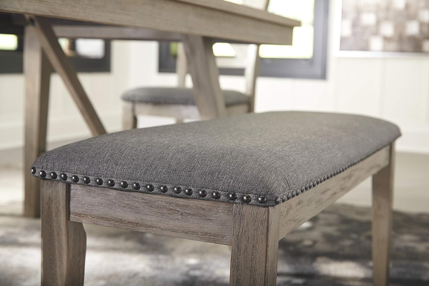 Signature Design by Ashley Aldwin Dining Room Bench, Gray - Table & Chair Sets