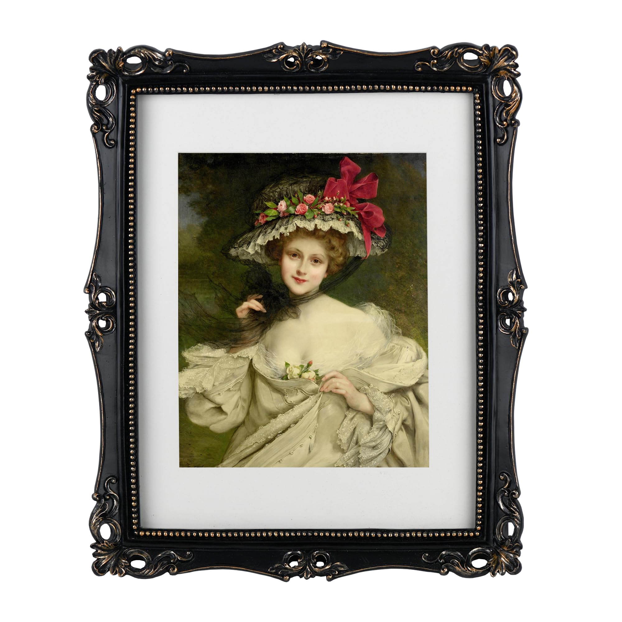 Funerom 11x14 inch/28x35.6 cm Vintage Picture Frames with Glass Front, Ornate Frame, Antique Photo Frames for Tabletop or Wall Hanging Black