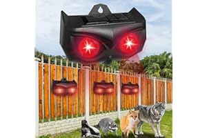 AMSQTO 4 Packs Upgraded Nocturnal Animal Repeller,2024 Solar Raccoon Deterrent for Coyotes Foxes,Waterproof Racoon Repellent Outdoor Skunk Repellent for Yard with Red LED Flashing for Coop Garden Farm