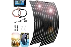 HANNAHCOS 1600W Flexible Solar Panels 2 × 800 Watt Flexible Monocrystalline Solar Panels Kit with 50A Charge Controller for 12-48V Battery Charging Car Battery Camper RV Yacht Battery Boat