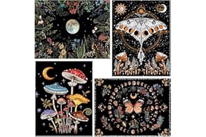 VeGuude Diamond Painting Kits for Adults - 4 Pack Butterfly Mushroom - Piece Set 5D Diamond Art Kits Full Drill Diamond Dots Paintings with Diamonds Gem Art and Crafts Home Decor 12x16inch