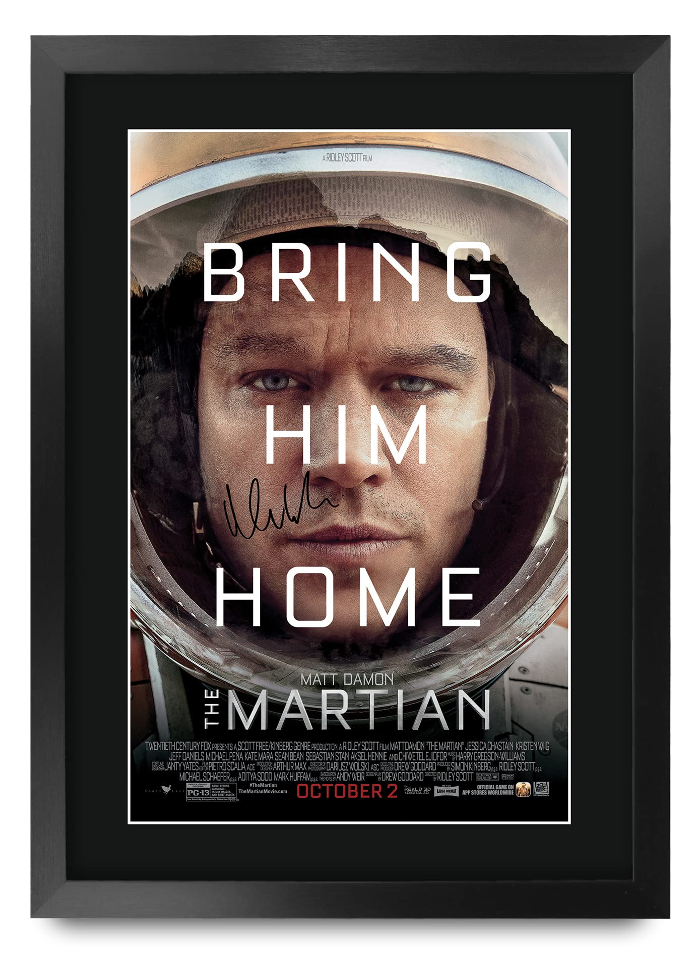 HWC Trading FR A3 The Martian Matt Damon Gifts Printed Poster Signed Autograph Picture for Movie Memorabilia Fans