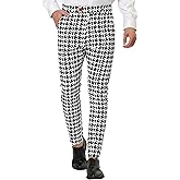 Lars Amadeus Men's Casual Geometric Printed Color Block Flat Front Dress Pants