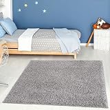 THE RUGS Living Room Rug Shaggy 120x120 Grey 30 mm Thick Polypropylene