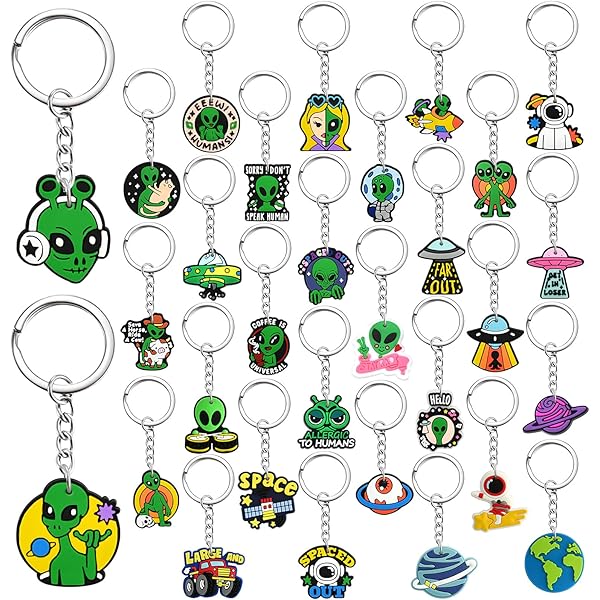 50 Random Fun Keychains Bulk Pack - Mixed Styles For Classroom Prizes, Party Favors & Gift Giving