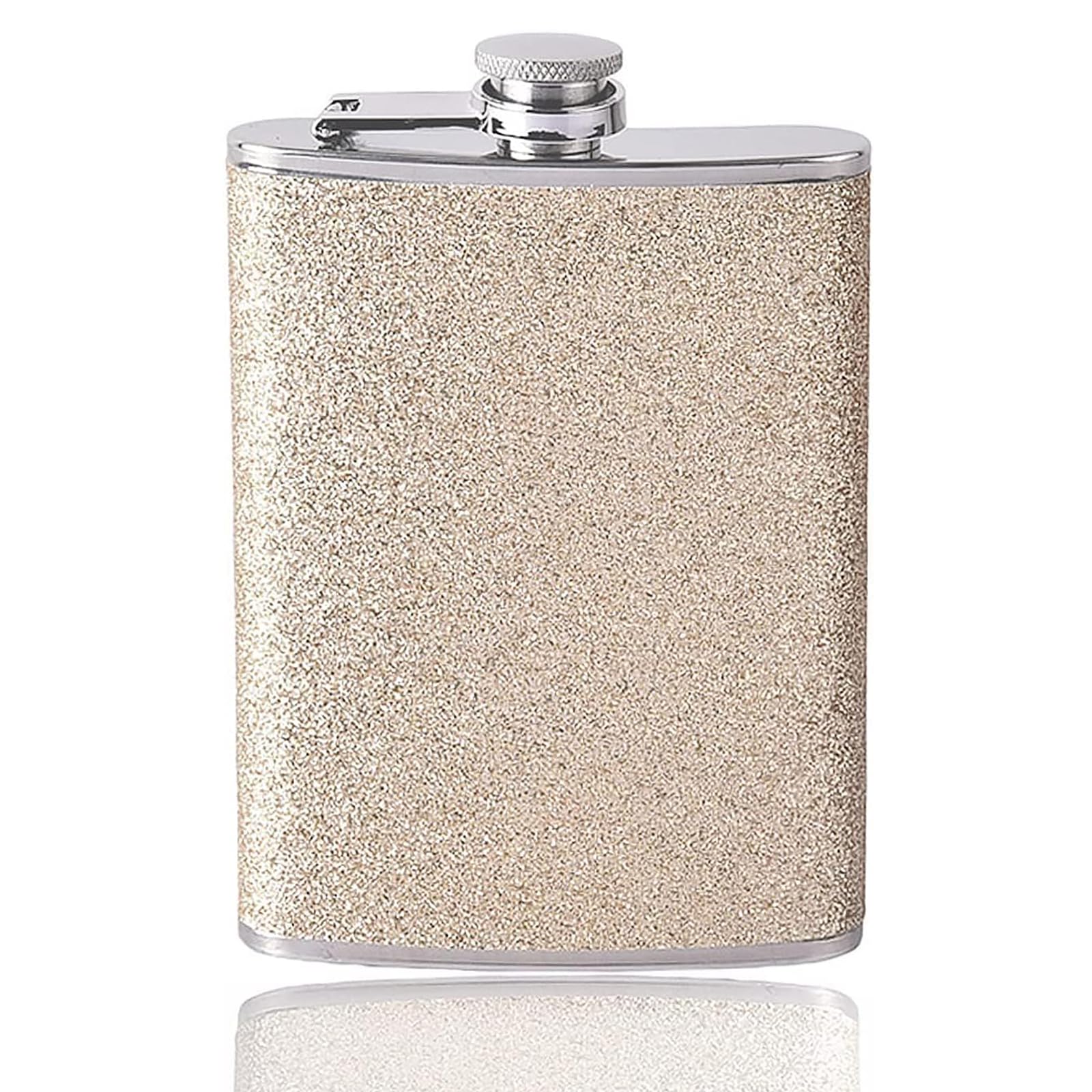KIPTVO 8oz Stainless Steel Hip Flask, Hip Flasks for Women, Flask with Glitter, Portable Flask, for Climbing Camping Barbecue Bar Party Drinker, Climbing, Camping (Gold)