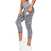 THE GYM PEOPLE Women's Thick High Waist Capris Yoga Pants Workout Leggings | Tummy Control, Deep Side Pockets, Squat-proof, hidden waistband pocket, Flatlock Seams, Running, Yoga, Workout, Athletic