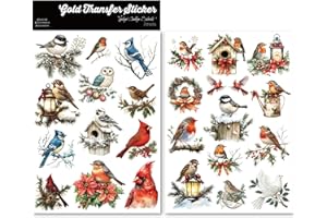 CATaireen Crystal Rub On Transfer Stickers Vintage UV-DTF Cold Decals Craft Supplies for Glass Acrylic Wood Stone (Robins)