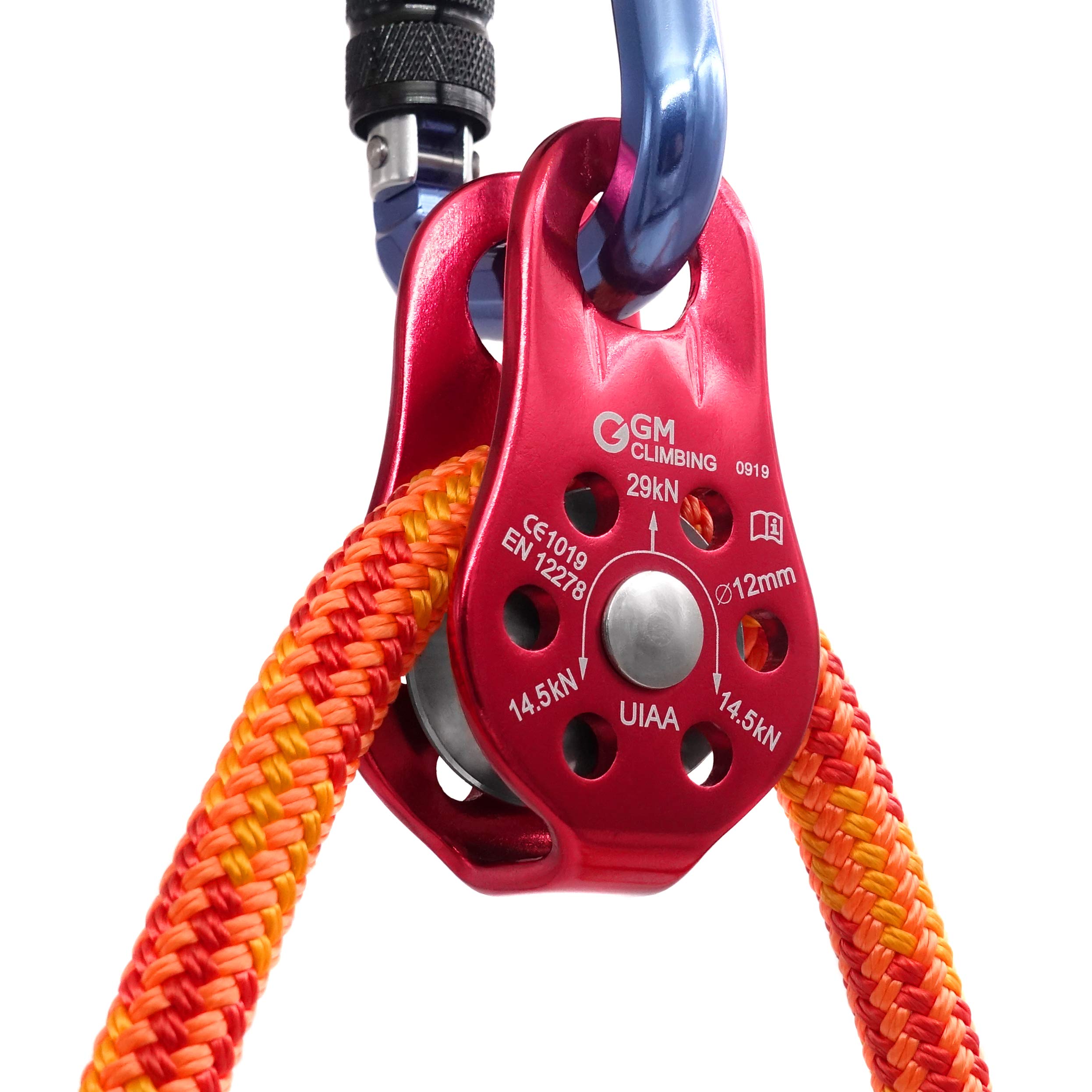 GM CLIMBING 29kN UIAA Certified Micro Pulley Slack Tender for Hitch