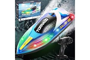 LAOYEBAOHAO RC Boat with LED Light for Kids, 2.4Ghz Full Proportional Remote Control Boat for Pools and Lakes Pool Toys for Adults and Kids (Blue)
