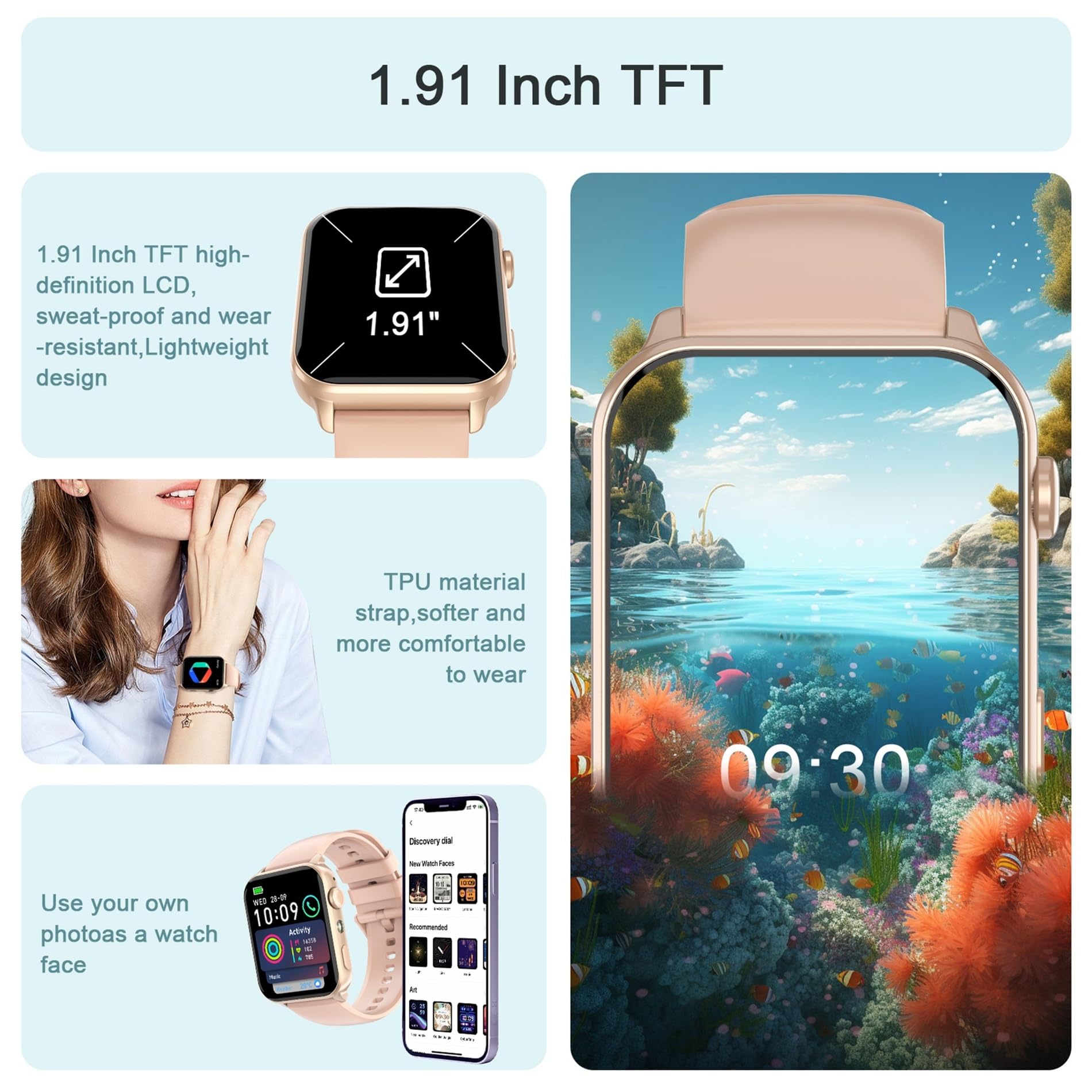 IOWODO Smart Watch for Women (Answer/Make Calls），1.91