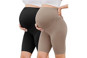 BONVIGOR Buttercloud Maternity Shorts Over The Belly-8" Pregnancy Biker Shorts Women Lounge Yoga Pants