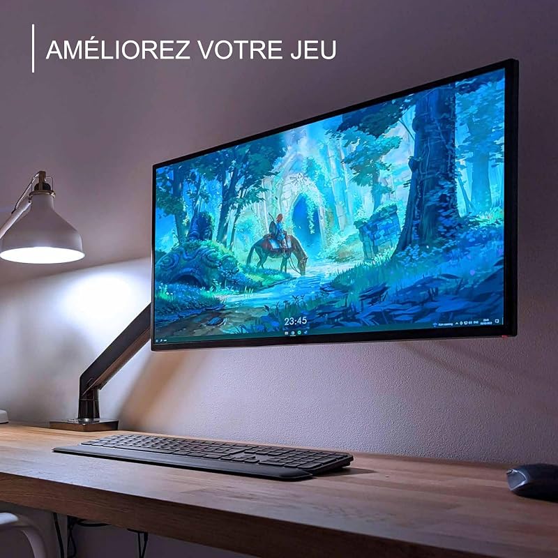 Support PC Ecran Bras pour Écrans 24"-40" VESA 75/100mm Pince de Bureau Ergonomique Réglable en Hauteur 2-15kg (MX450)