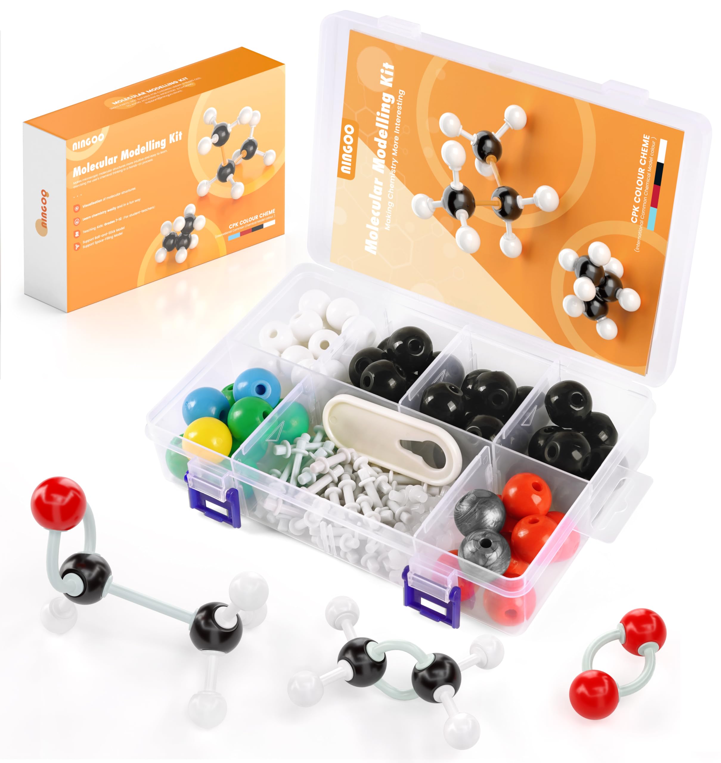 Photo 1 of Organic Chemistry Model Kit-124 PCS,Portable Molecular Model Kit for Chemistry Classes,Atomic Element Model Set for Organic?Inorganic Learning,Supply to Students ? Teachers