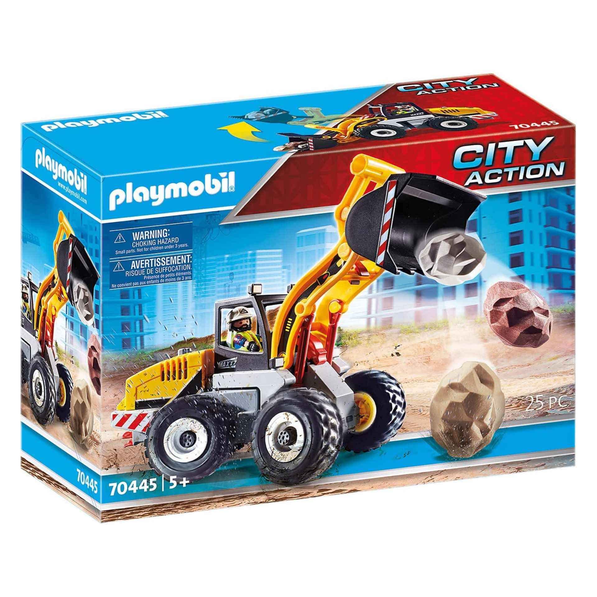 Playmobil 70445 City Action Construction Front End Loader with Movable Bucket, for Children Ages 5+, Fun Imaginative Role-Play, PlaySets Suitable for Children Ages 4+