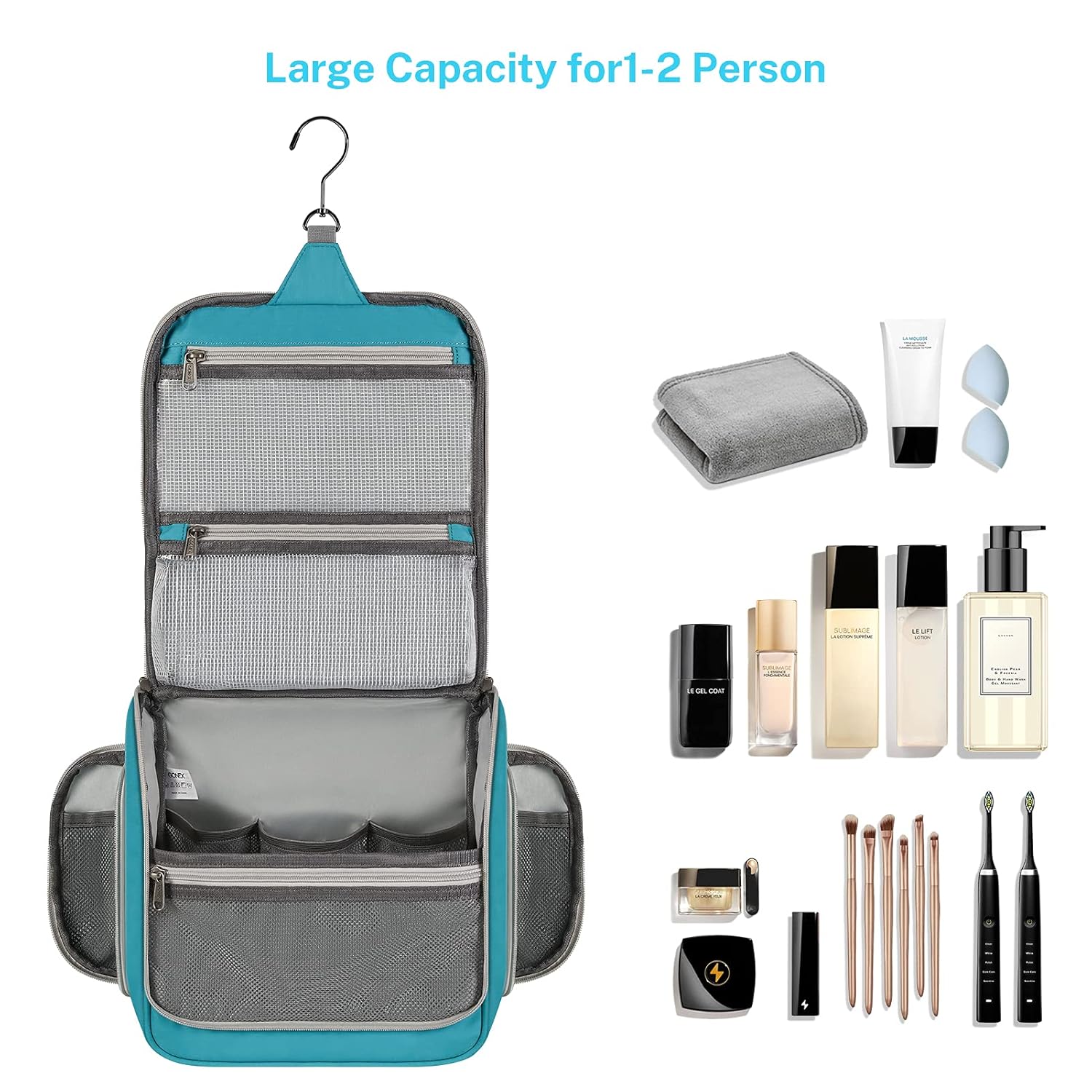 Gonex Hanging Toiletry Bag, Travel Organizer Bag for Makeup and Toiletries, Men and Women Blue : Beauty