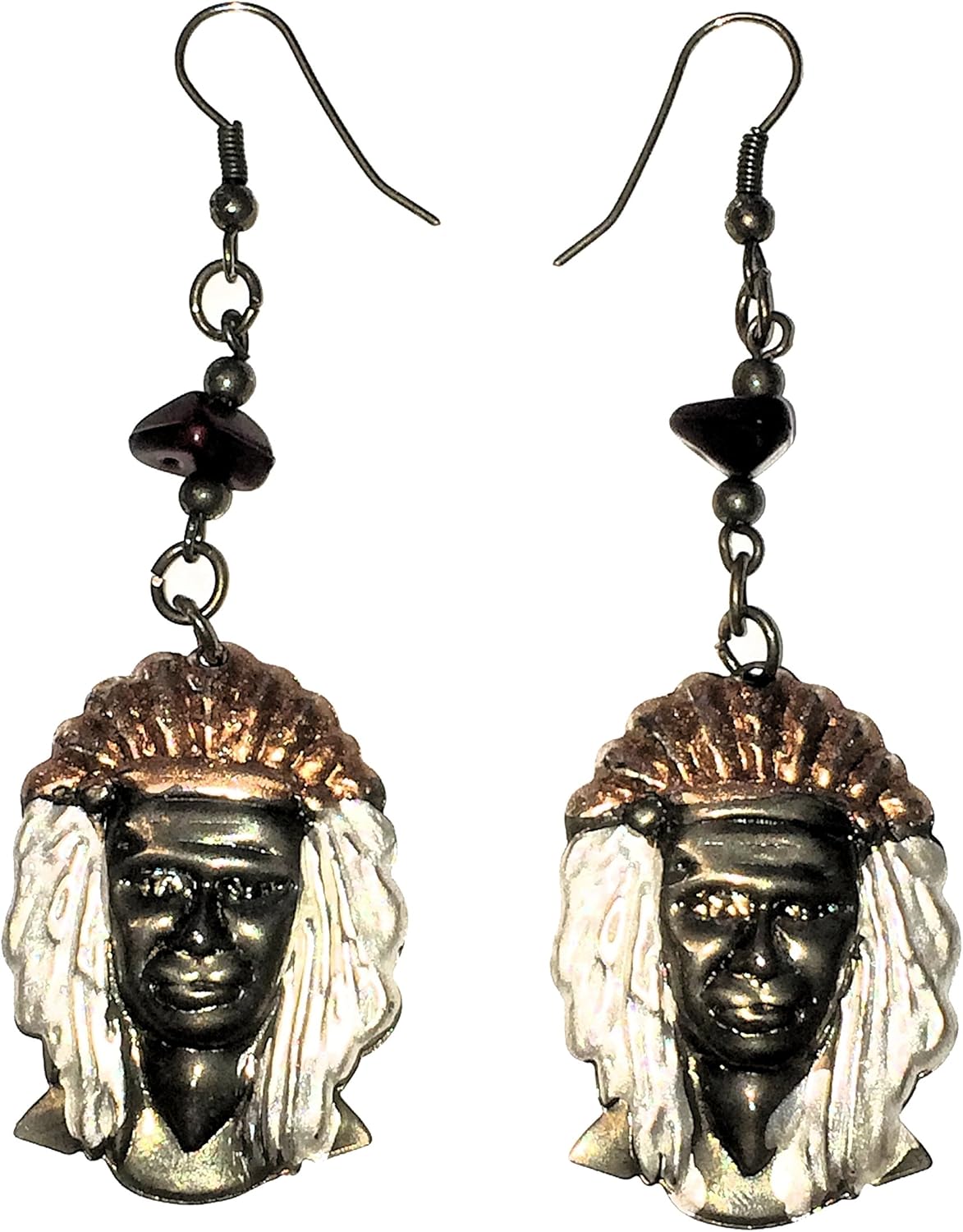 Native American Chief Dangle Earrings 2.5 Inches Long Jewelry