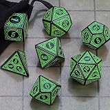 QMay DND Dice Polyhedral Set 7 Pieces Green Engraving D20 D12 D10 D8 D6 D4 view 6