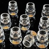 Skybooly 12 Pcs Small Crystal Shot Glasses with 24k Gold Leaf Flakes - Mini Diamond Tequila Whiskey Shot Glasses Set Luxury Drinking Glassware for Party Bar Decor Collection Gift(Medium,0.5 oz)