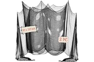 OZMI Halloween Creepy Cloth, 120 x 30 Inch Pack of 3 Scary Spooky Cloth Creepy Gauze, Freaky Loose Weave Creepy Cloth, Decorations for Haunted Houses Props Halloween Wall Outdoor Indoor Decor (Black)