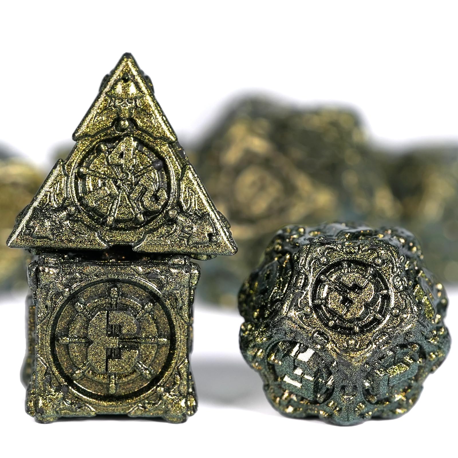 HKDZ Metal Dnd Dice 7Pcs Set, Polyhedral Rpg D&d For Role Playing Table Game Dungeons And Dragons Dice Mtg Pathfinder D&d Dice Set colorful — image 1