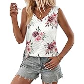 Zeagoo Women Eyelet Tank Tops Sleeveless Shirts V Neck Cute Summer Top Loose Fit Camisole S-XXL