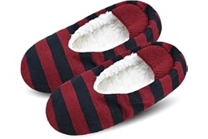 VAGUKU Mens Cozy Soft Sole Slipper Socks With Non Skid Bottoms, Warm Slipper Socks With Grippers For Men, Fuzzy House Slippers