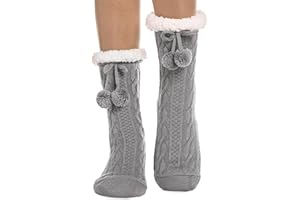 EBMORE Fuzzy Slipper Socks for Women Fluffy Cozy Cabin Winter Warm Soft Fleece Comfy Thick Socks with Grips