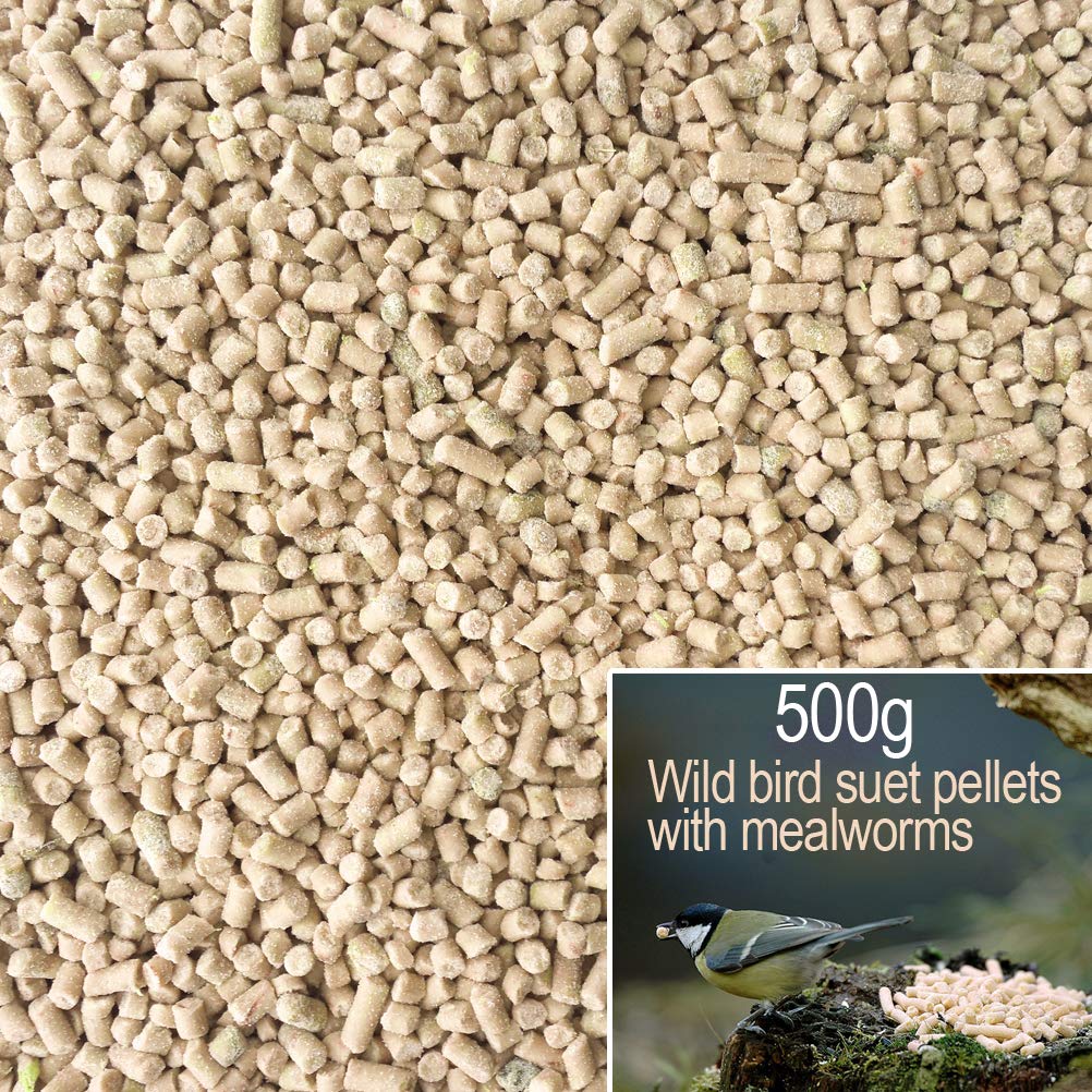 Schone Products (UK) 500g Wildbird Suet Pellets with Mealworms – All Year Treat Providing Nutrition – NATURAL PROTEIN