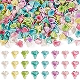 Cheriswelry 300Pcs Acrylic Flower Beads Trumpet Flower Beads Pearlized Loose Spacer Bead 13.5mm for Necklace Bracelet Earring Jewelry Making