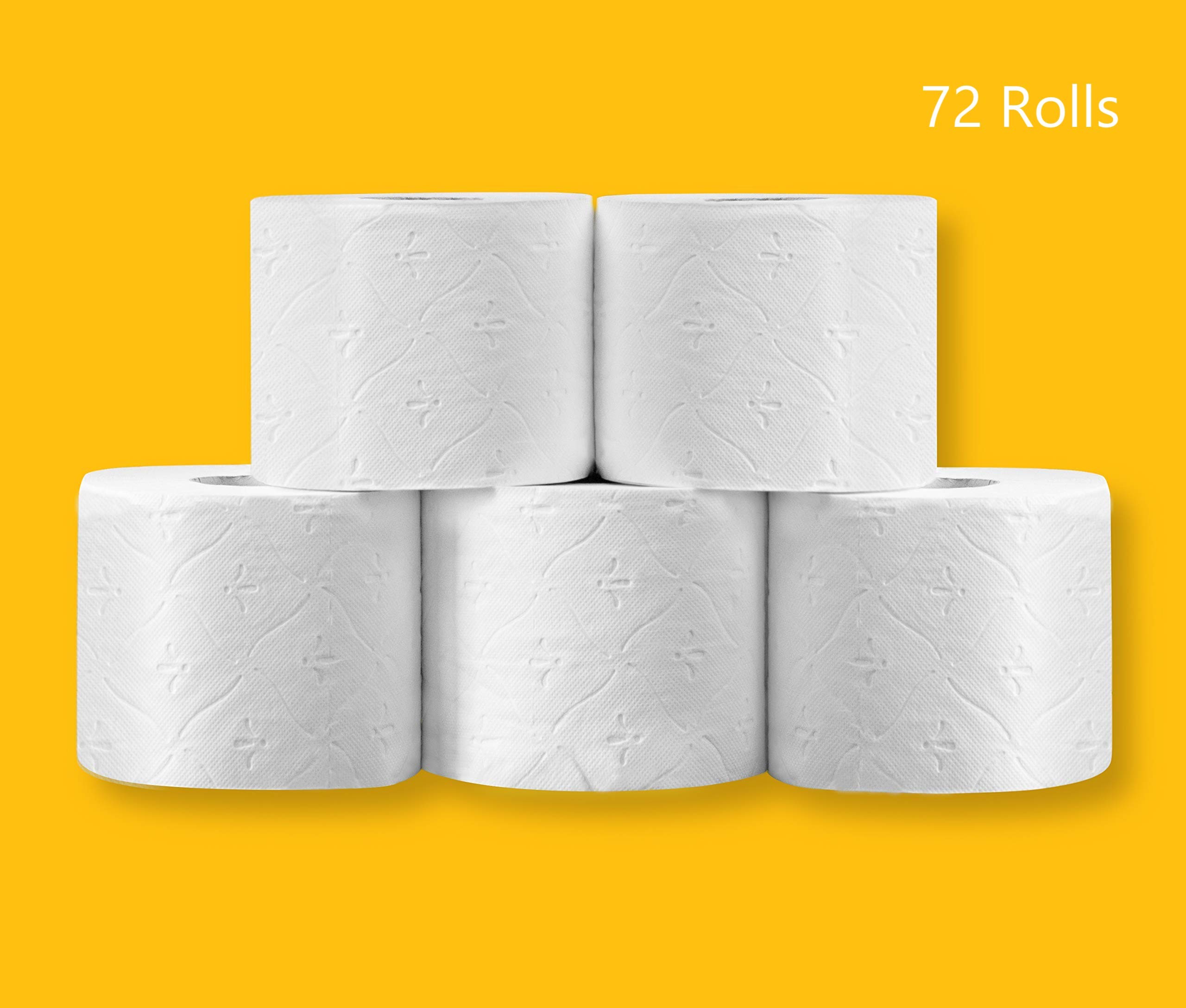 AmazonCommercial Toilettenpapier, 3-lagig Premium, 72 Rollen (8 Rollen, 9-er Pack), 243 stück per Rolle, Blattgröße: 9,5 x 11 cm, T4/T6-Spender Kompatibel 2