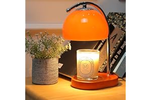 FCTWAKS Mid Century Orange Glass Candle Warmer Lamp with Timer & Dimmer, Mothers Day Birthday Gifts for Women Mom, House Warming Gifts New Home, Wax Warmer Lamp for Bedroom Decor with 2 Bulbs