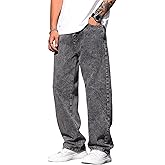 DFGIGT Men's Wide Leg Regual Fit Y2K Jeans Hip Hop Streetwear Denim Pants Casual Skateboard Trousers