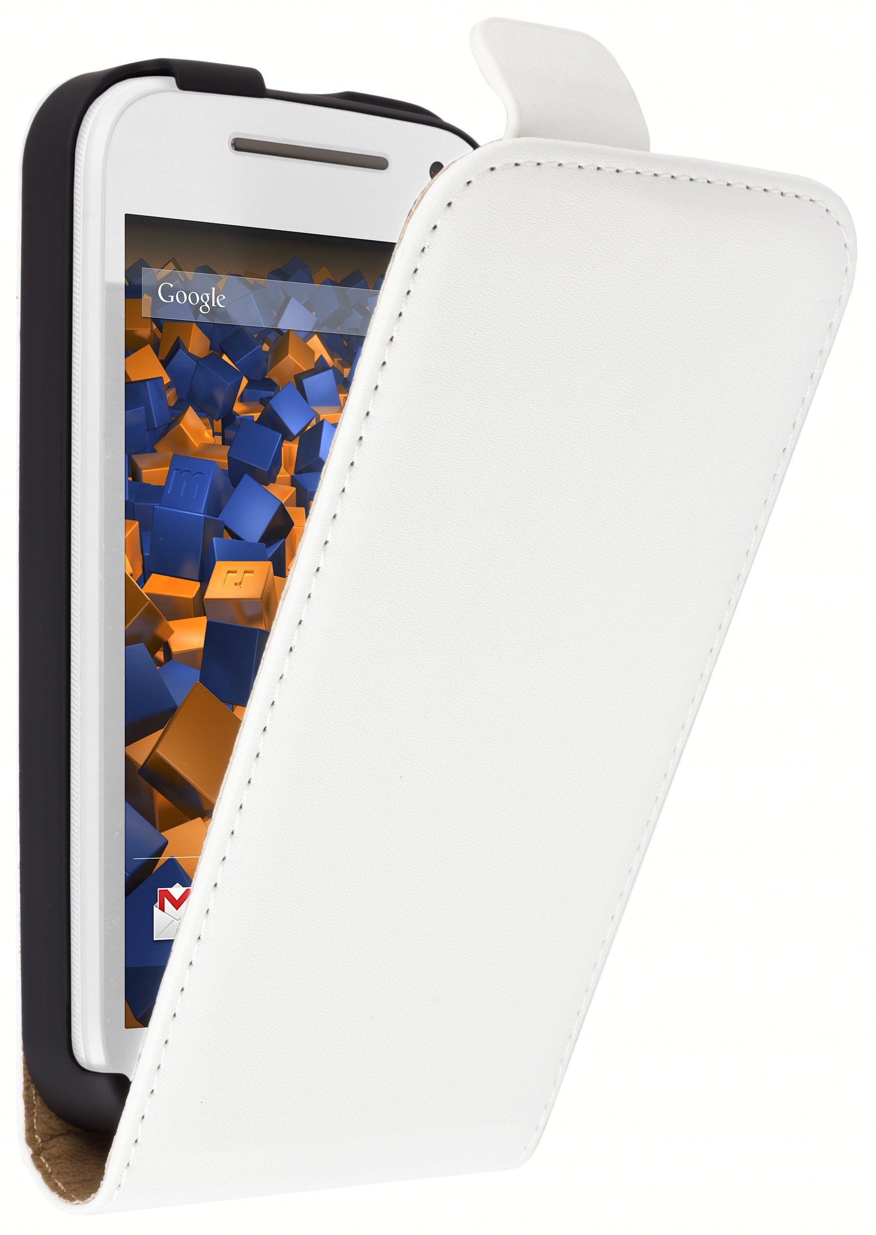 mumbi Flip Case for Motorola Moto G (2nd Generation) White (Not Compatible with 2014 Model)