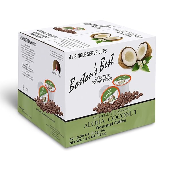 BOSTON’S BEST – ALOHA COCONUT FLAVORED DELICIOUS GOURMET COFFEE COMPATIBLE WITH KEURIG COFFEE MAKER, 1 COUNT (42 SINGLE SERVE CUPS)