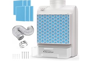 HOMEDRYER 3 in 1 Indoor Dryer Vent Kit, Dryer Vent Box With Stainless Steel Screen Filter, Enhanced Air Quality Water Drawer System,Plus 6 Extra Polyester Filters for Electric Clothes Dryers-2025 New Upgrade
