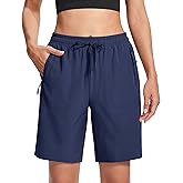 MAGCOMSEN Women's Hiking Shorts Lightweight Quick Dry 8" Golf Shorts Water Resistant with 3 Zipper Pockets