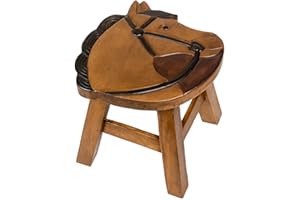 SEA ISLAND IMPORTS, INC. Sea Island Imports Horse Design Hand Carved Acacia Hardwood Decorative Short Stool