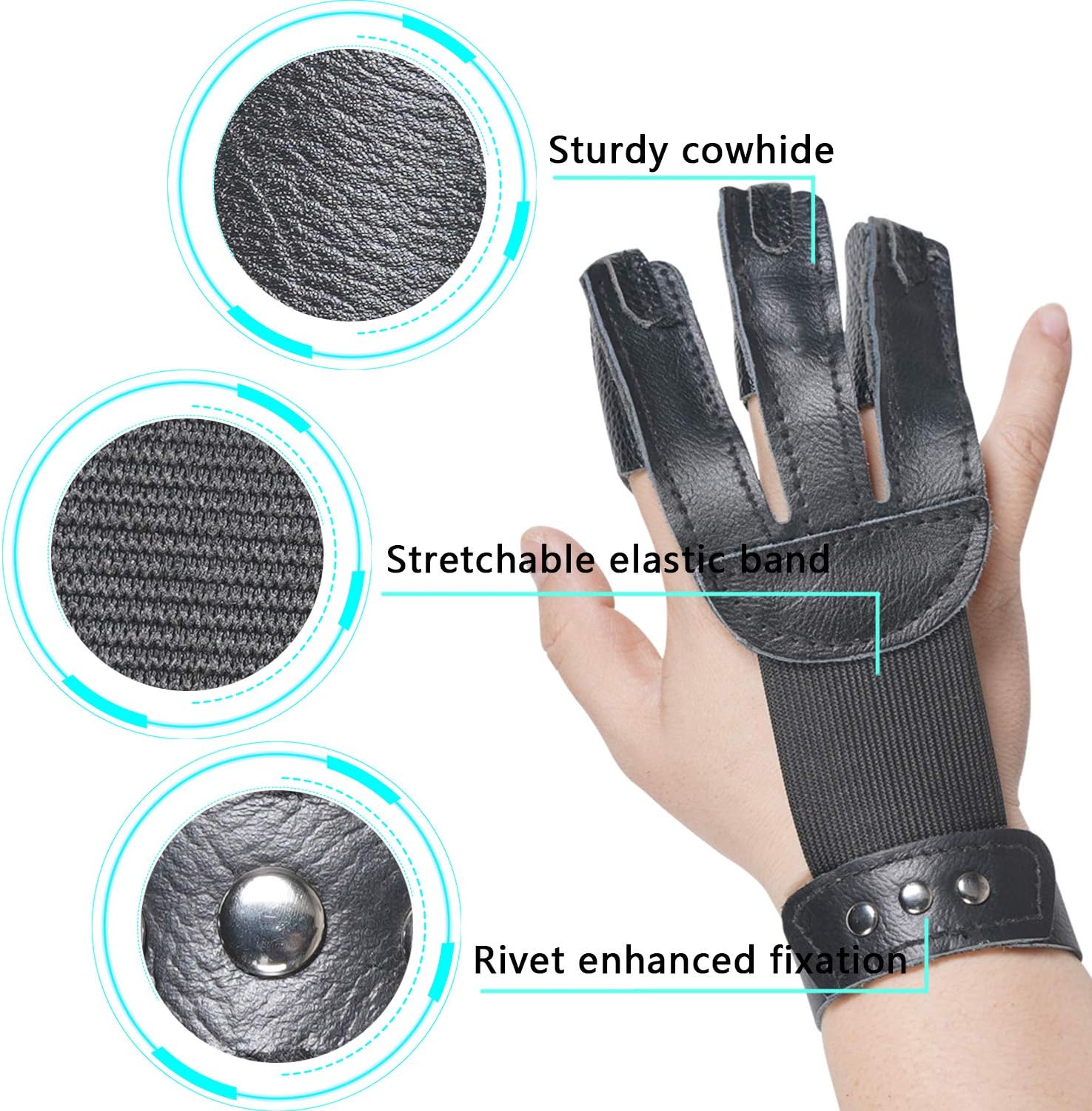 Archery Protective Glove Archery Three Finger Gloves Leather Three Finger Protector for Youth Adult and Beginner Black : Sports & Outdoors