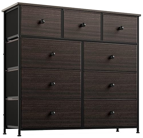 REAHOME 9 Drawer Dresser for Bedroom Faux Leather Chest of Drawers Closets  Large Capacity Organizer Tower Steel Frame Wooden Top Living Room Entryway  Office (Rustic Brown) RZP9B1 in Kenya | Whizz Dressers